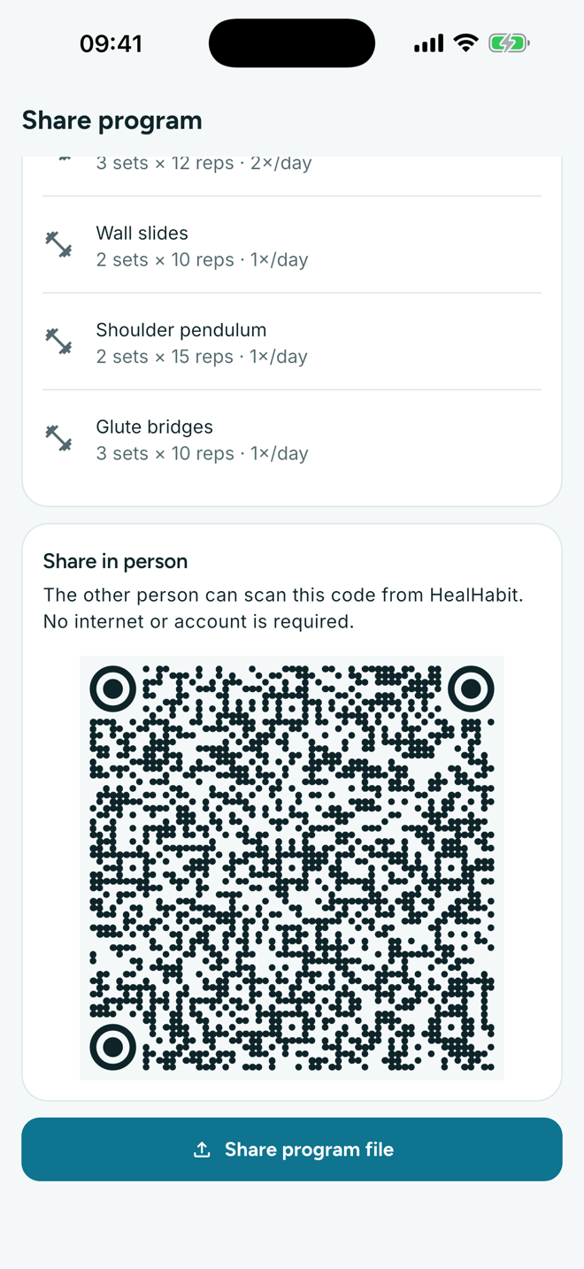 Private program sharing by QR code