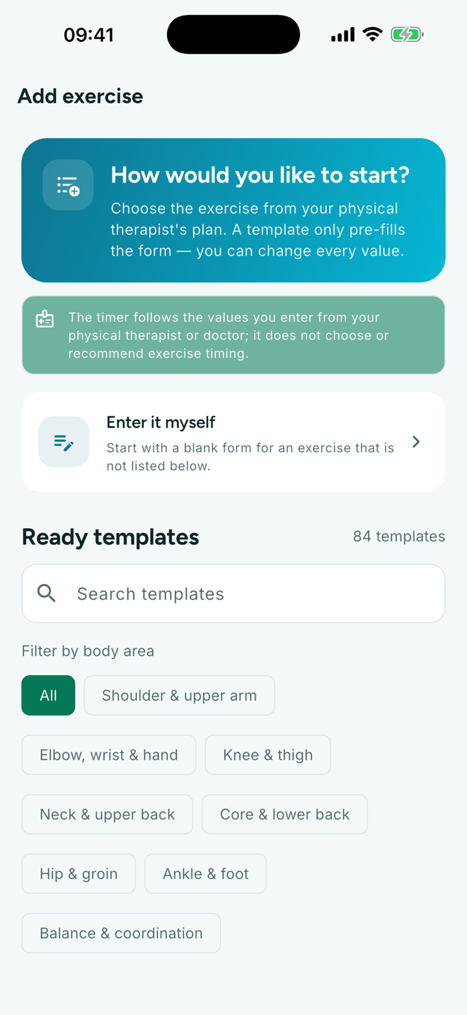 Exercise template picker
